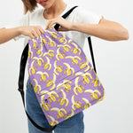 Watercolor Banana Pattern Print Drawstring Backpack