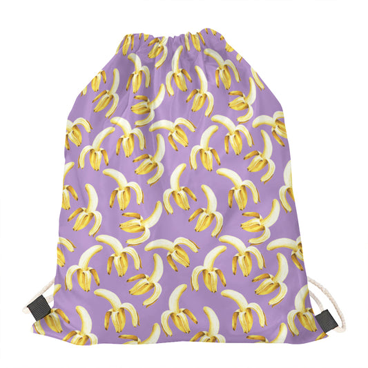 Watercolor Banana Pattern Print Drawstring Bag