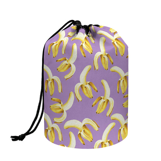Watercolor Banana Pattern Print Drawstring Makeup Bag