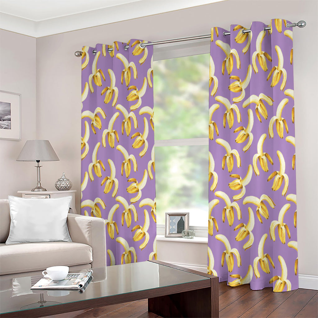 Watercolor Banana Pattern Print Extra Wide Grommet Curtains