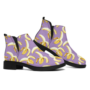 Watercolor Banana Pattern Print Flat Ankle Boots