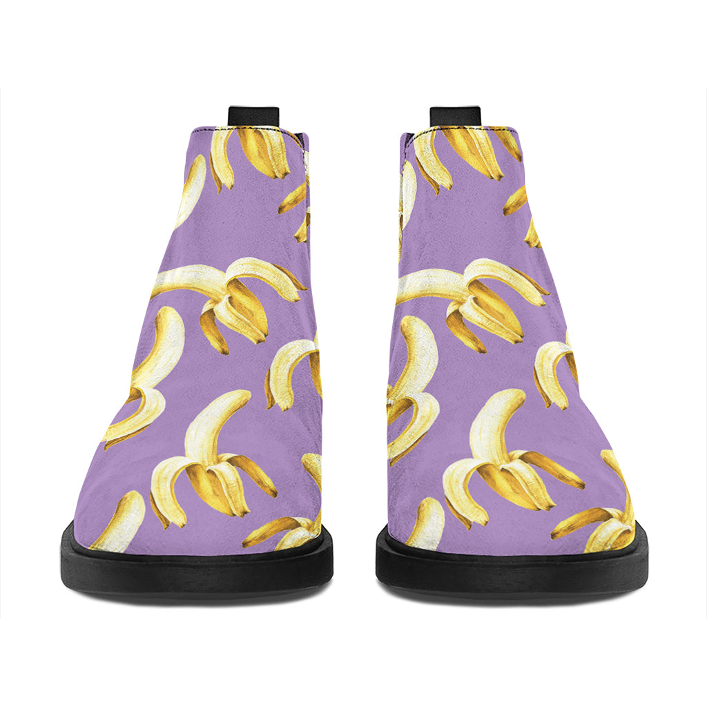 Watercolor Banana Pattern Print Flat Ankle Boots