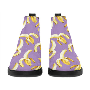 Watercolor Banana Pattern Print Flat Ankle Boots