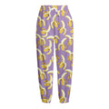 Watercolor Banana Pattern Print Fleece Lined Knit Pants