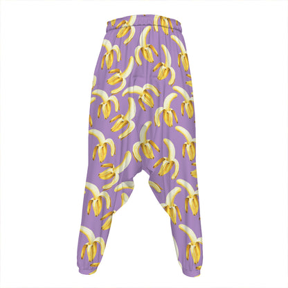Watercolor Banana Pattern Print Hammer Pants