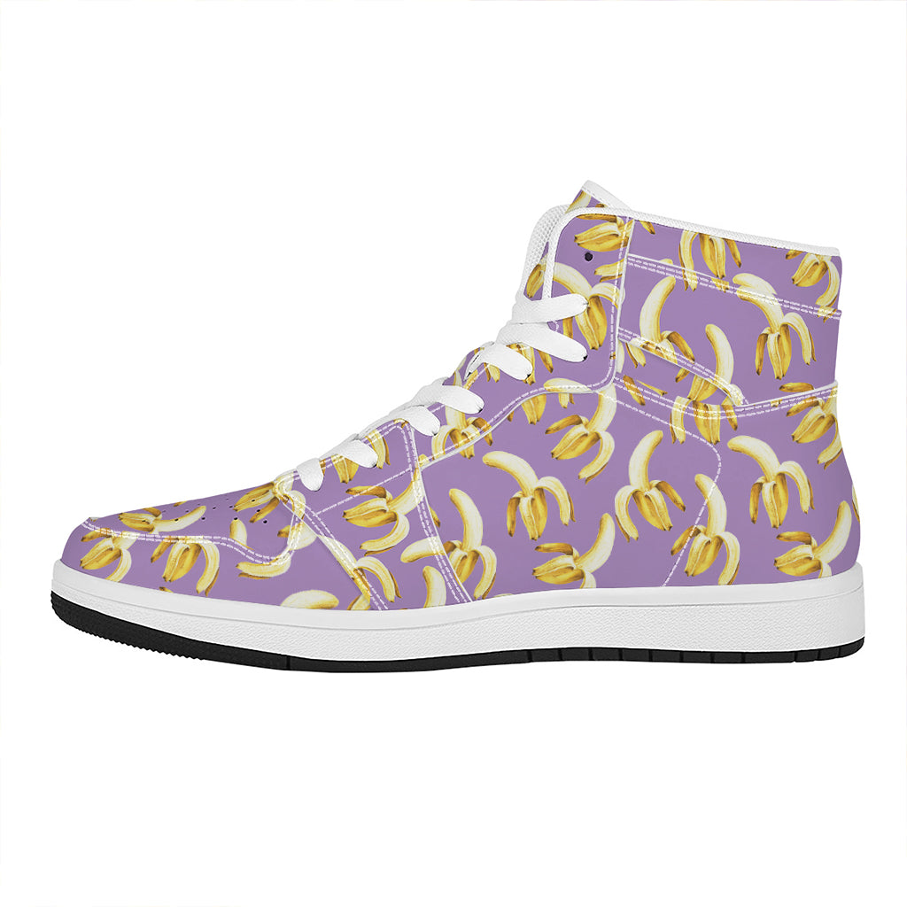Watercolor Banana Pattern Print High Top Leather Sneakers