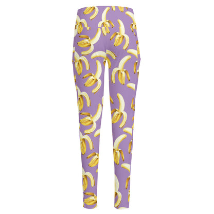 Watercolor Banana Pattern Print High-Waisted Pocket Leggings