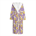 Watercolor Banana Pattern Print Hooded Bathrobe