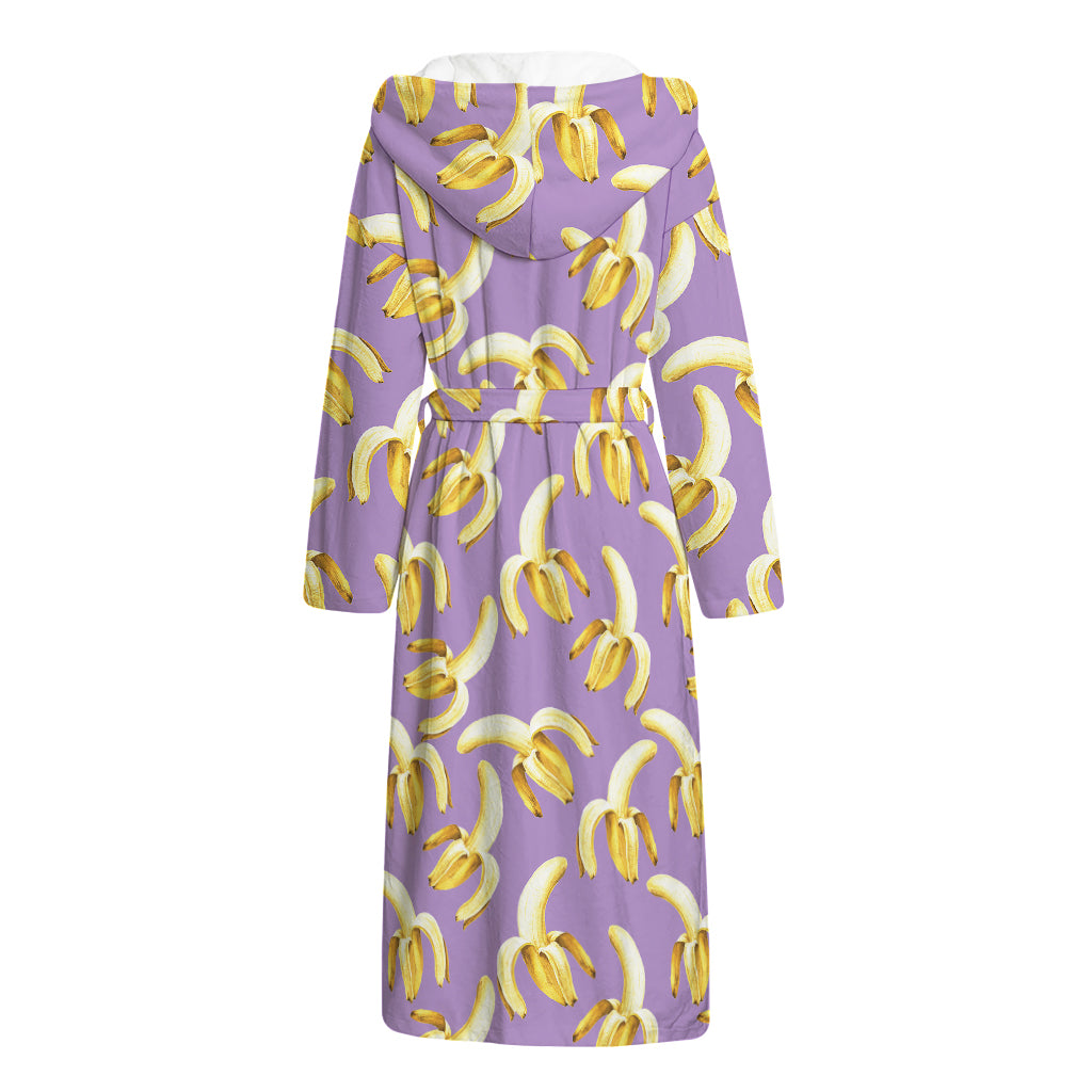 Watercolor Banana Pattern Print Hooded Bathrobe