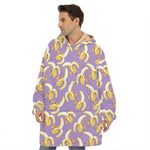 Watercolor Banana Pattern Print Hoodie Blanket