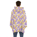 Watercolor Banana Pattern Print Hoodie Blanket