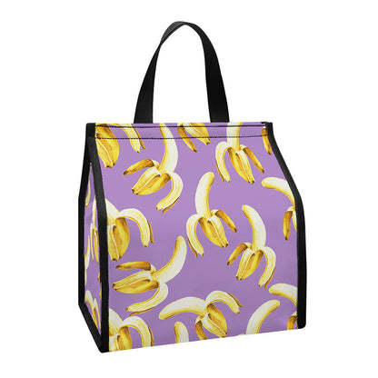 Watercolor Banana Pattern Print Insulated Lunch Tote