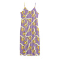 Watercolor Banana Pattern Print Jersey Midi Cami Dress