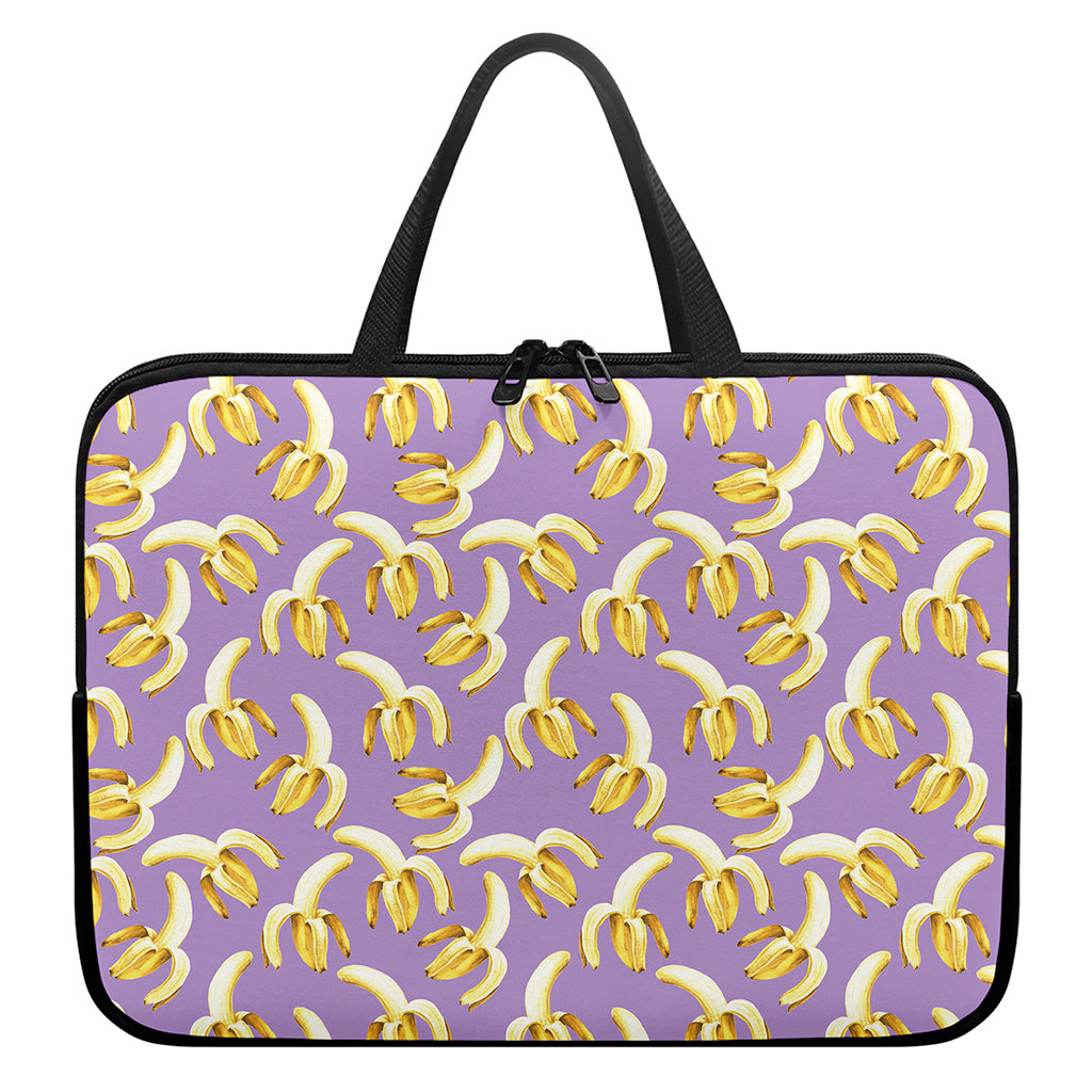 Watercolor Banana Pattern Print Laptop Sleeve With Handle