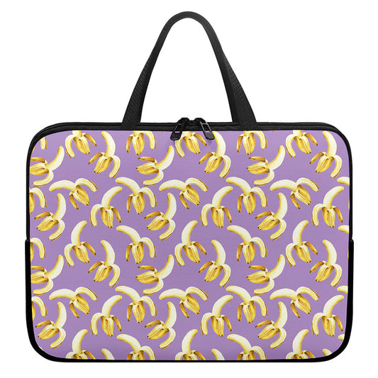Watercolor Banana Pattern Print Laptop Sleeve With Handle