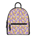 Watercolor Banana Pattern Print Leather Backpack