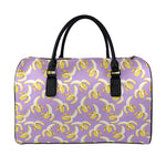 Watercolor Banana Pattern Print Leather Duffle Bag
