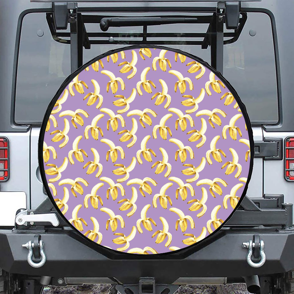 Watercolor Banana Pattern Print Leather Spare Tire Cover