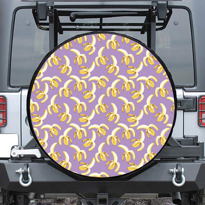 Watercolor Banana Pattern Print Leather Spare Tire Cover