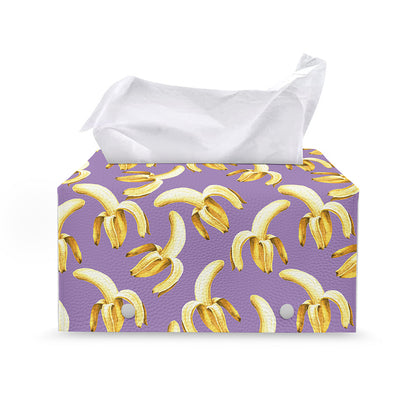 Watercolor Banana Pattern Print Leather Tissue Box Cover