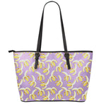 Watercolor Banana Pattern Print Leather Tote Bag