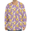 Watercolor Banana Pattern Print Long Sleeve Baseball Jersey