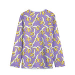 Watercolor Banana Pattern Print Long Sleeve Short Coat