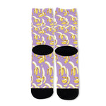 Watercolor Banana Pattern Print Long Socks