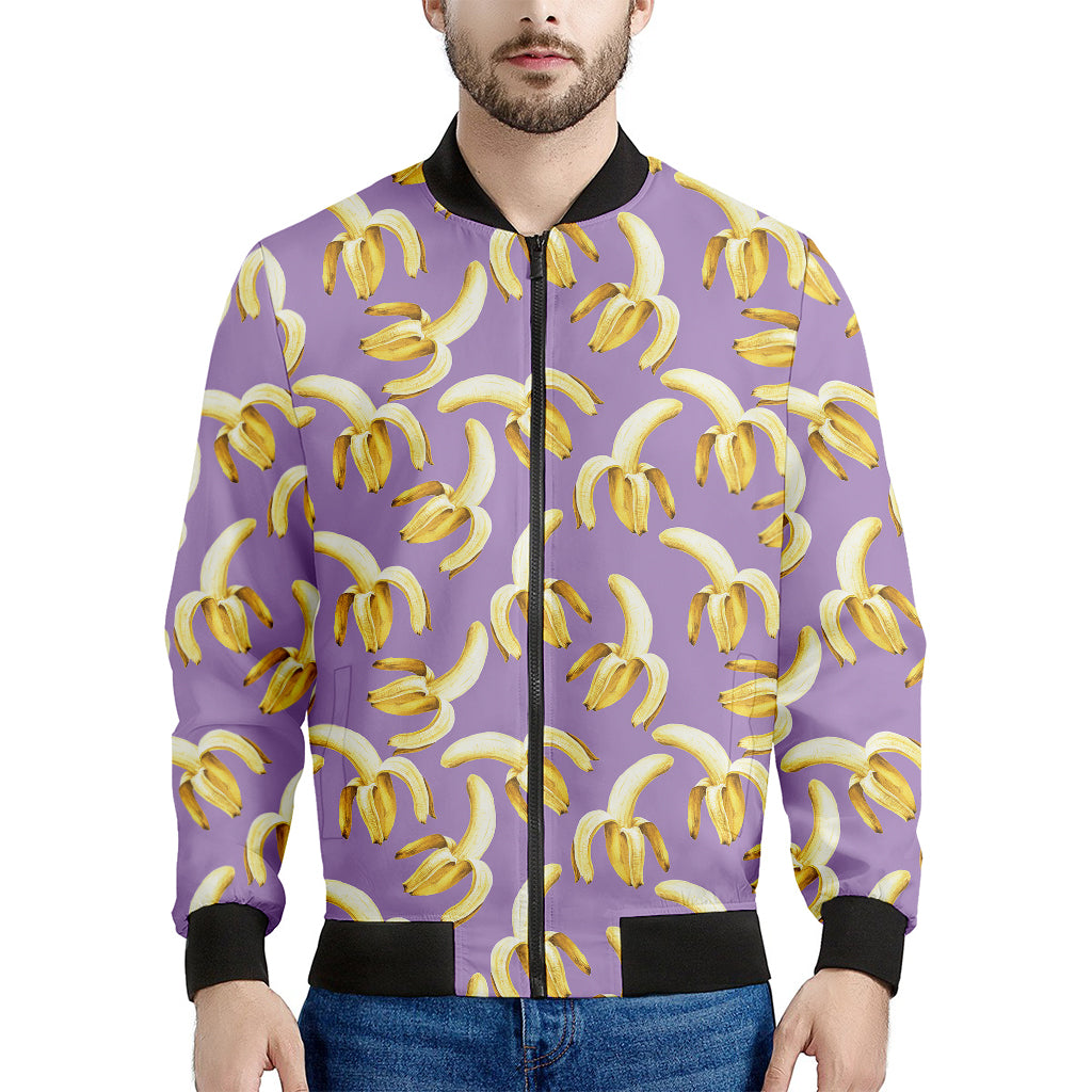 Watercolor Banana Pattern Print Men's Bomber Jacket