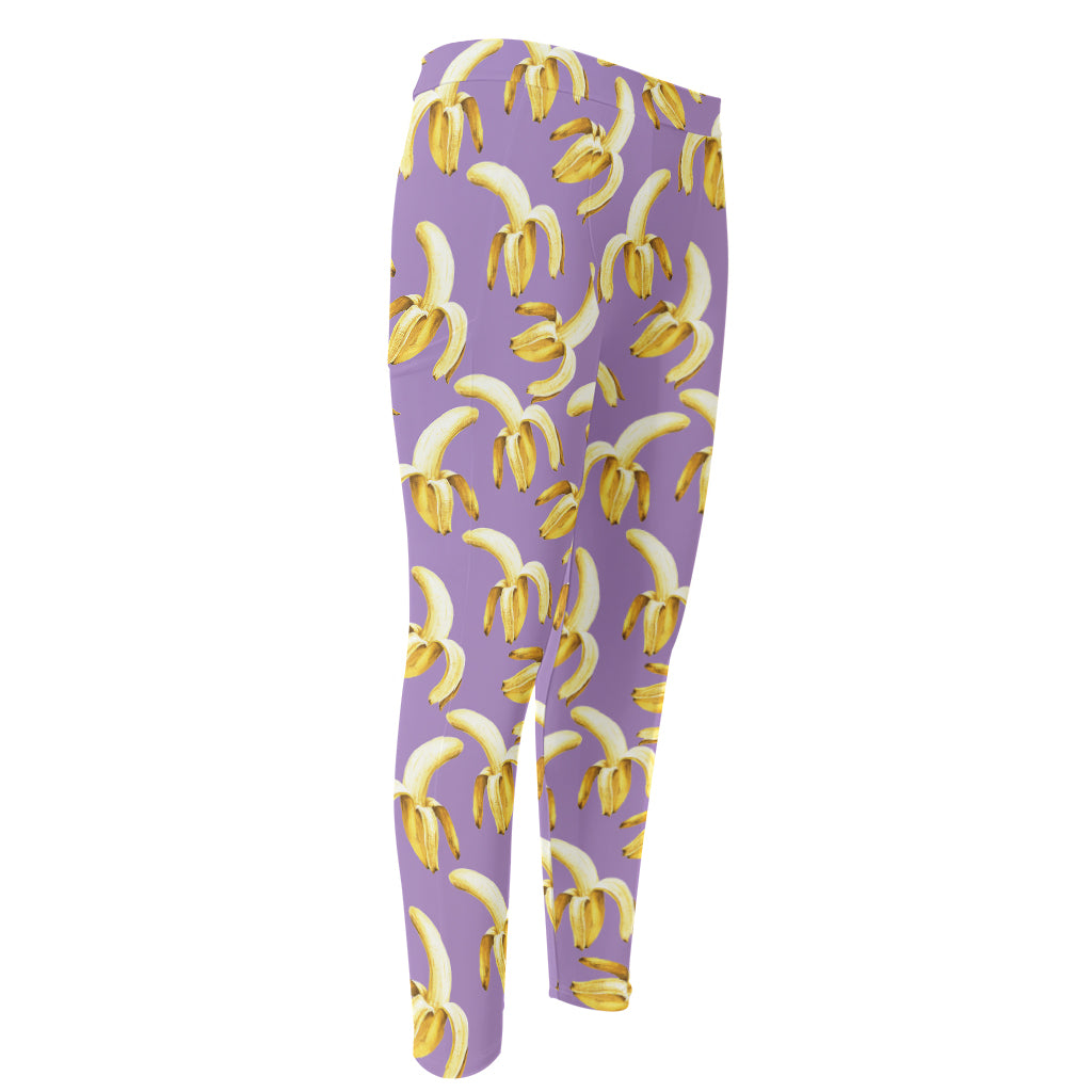 Watercolor Banana Pattern Print Men's Compression Pants