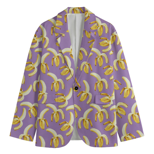Watercolor Banana Pattern Print Men's Cotton Blazer