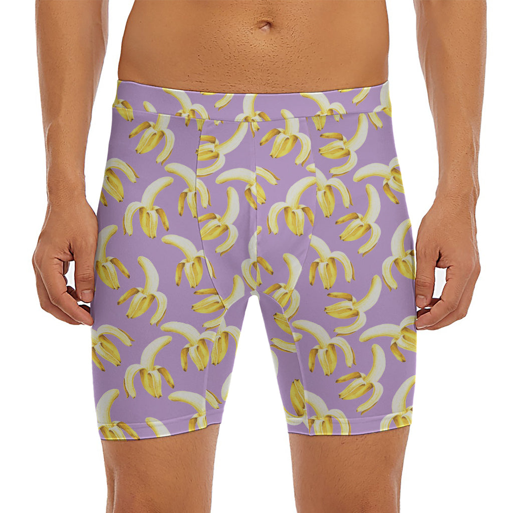 Watercolor Banana Pattern Print Men's Long Boxer Briefs