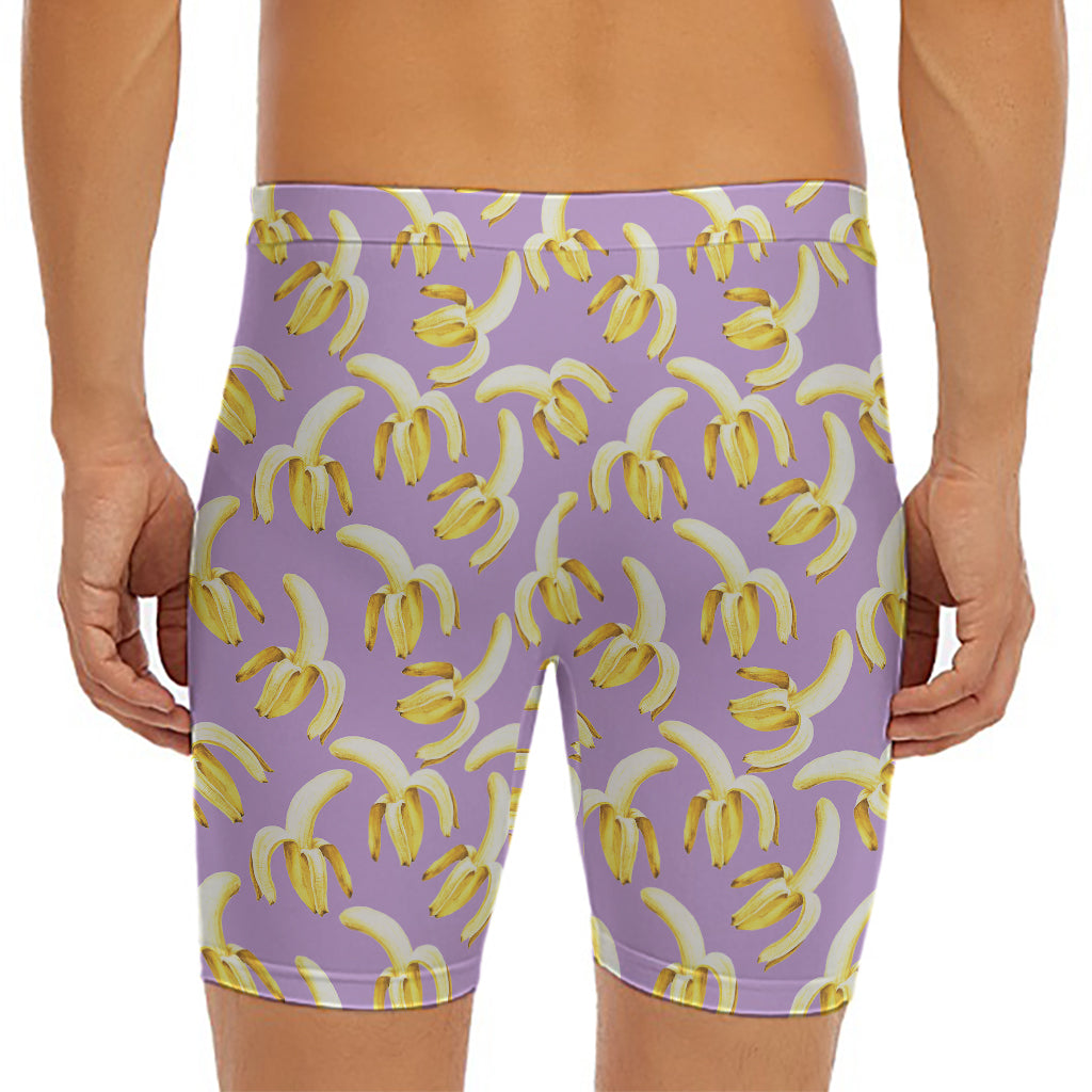 Watercolor Banana Pattern Print Men's Long Boxer Briefs