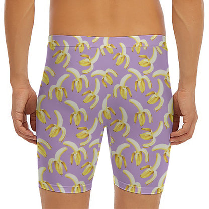 Watercolor Banana Pattern Print Men's Long Boxer Briefs