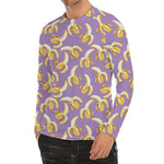 Watercolor Banana Pattern Print Men's Long Sleeve Rash Guard