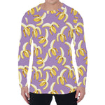 Watercolor Banana Pattern Print Men's Long Sleeve T-Shirt