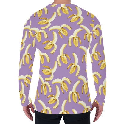 Watercolor Banana Pattern Print Men's Long Sleeve T-Shirt
