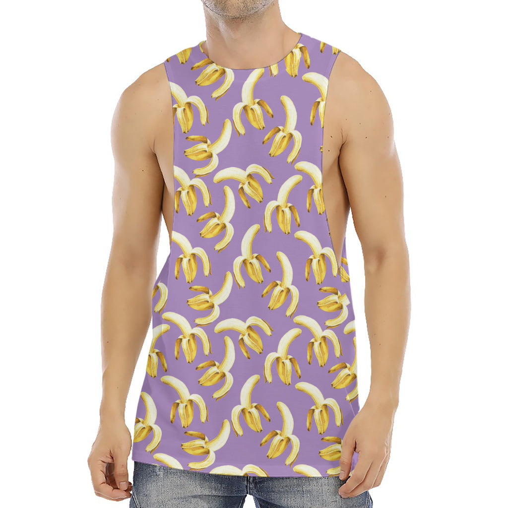 Watercolor Banana Pattern Print Men's Muscle Tank Top