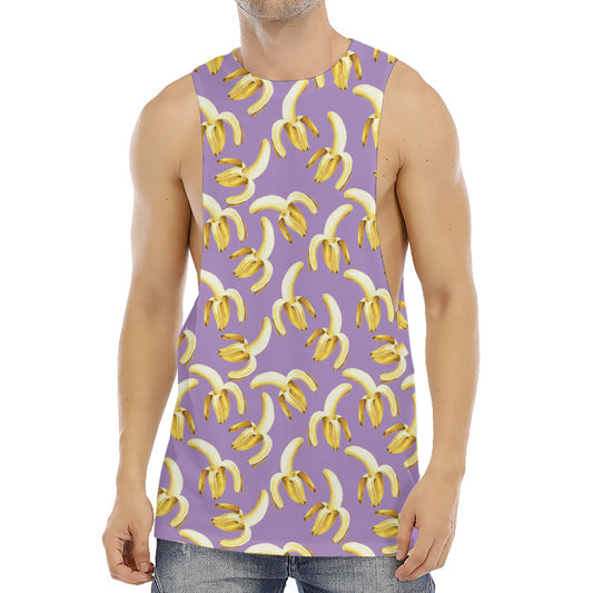 Watercolor Banana Pattern Print Men's Muscle Tank Top