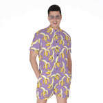 Watercolor Banana Pattern Print Men's Rompers