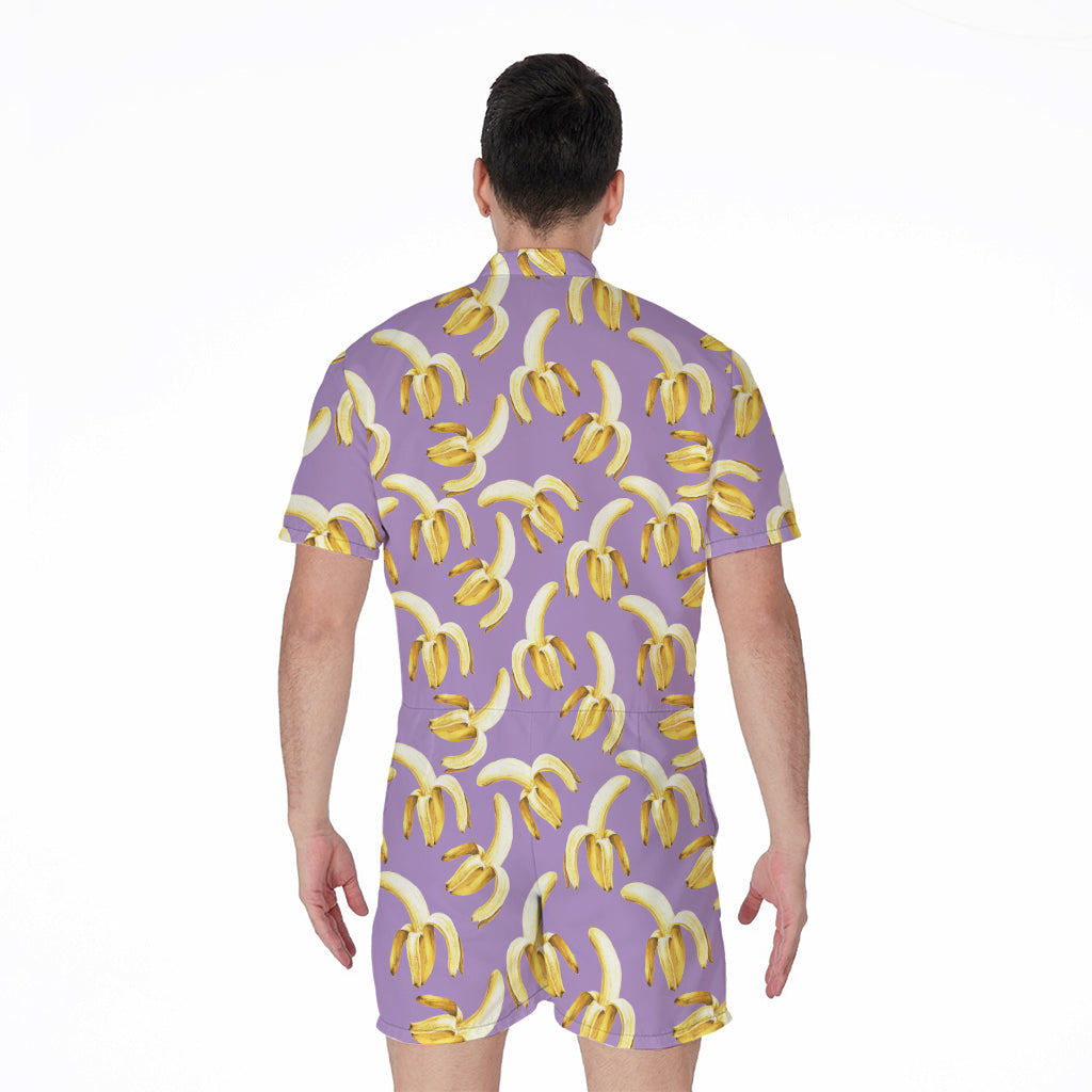 Watercolor Banana Pattern Print Men's Rompers