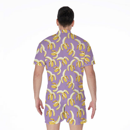 Watercolor Banana Pattern Print Men's Rompers