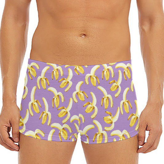 Watercolor Banana Pattern Print Men's Short Boxer Briefs