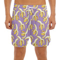 Watercolor Banana Pattern Print Men's Split Running Shorts