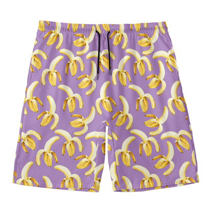 Watercolor Banana Pattern Print Men's Swim Trunks