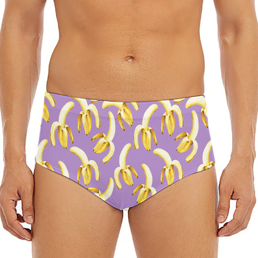 Watercolor Banana Pattern Print Men's Triangle Swim Briefs