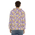Watercolor Banana Pattern Print Men's Velvet Pullover Hoodie