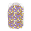 Watercolor Banana Pattern Print Mesh Laundry Hamper