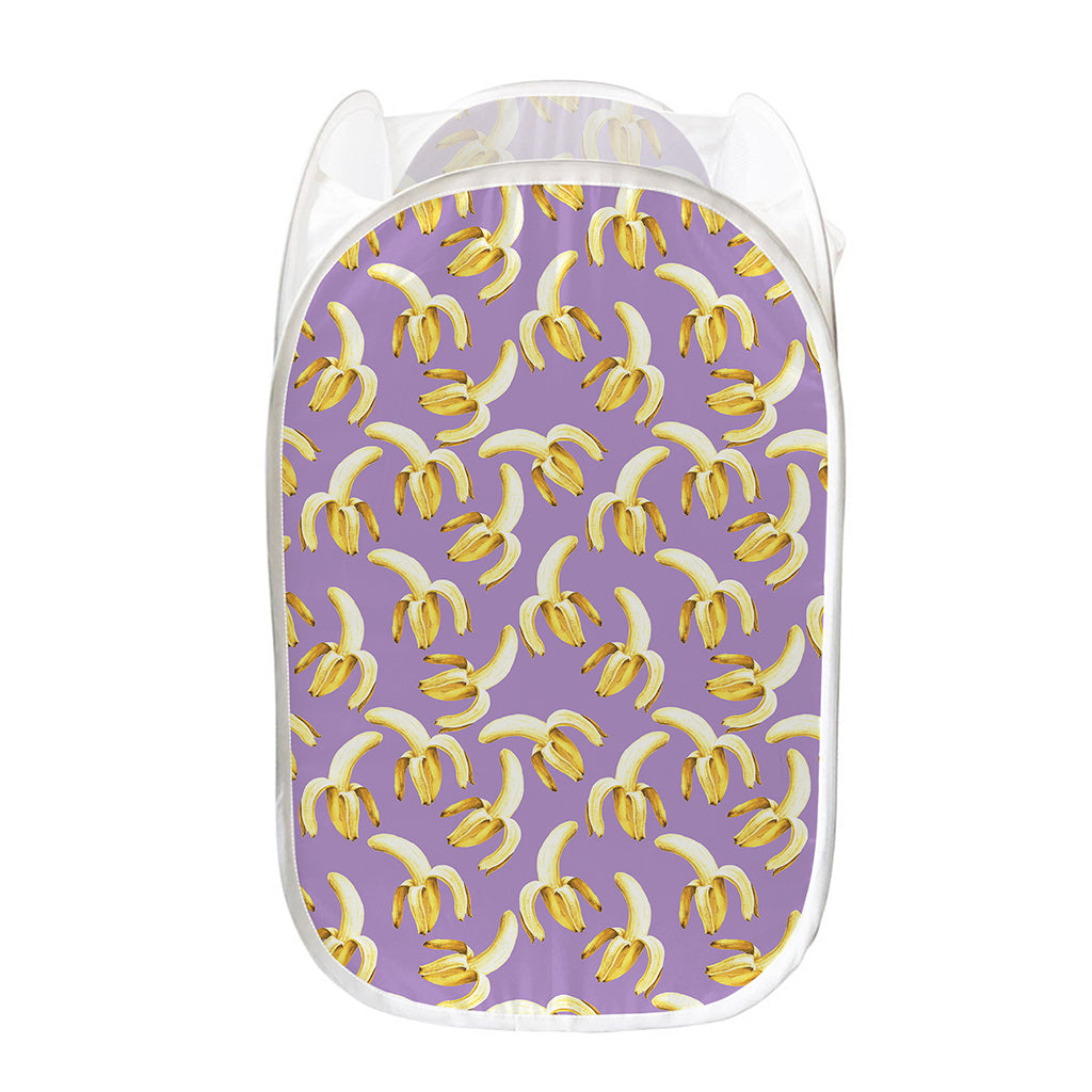 Watercolor Banana Pattern Print Mesh Laundry Hamper