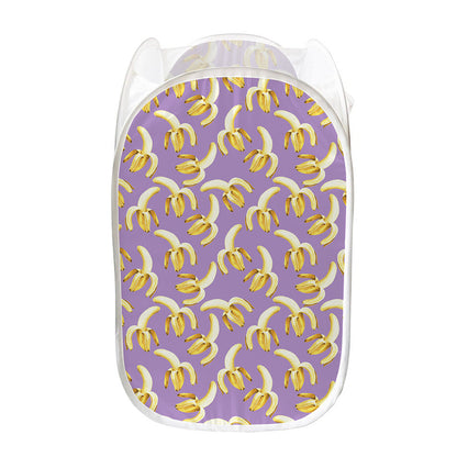 Watercolor Banana Pattern Print Mesh Laundry Hamper